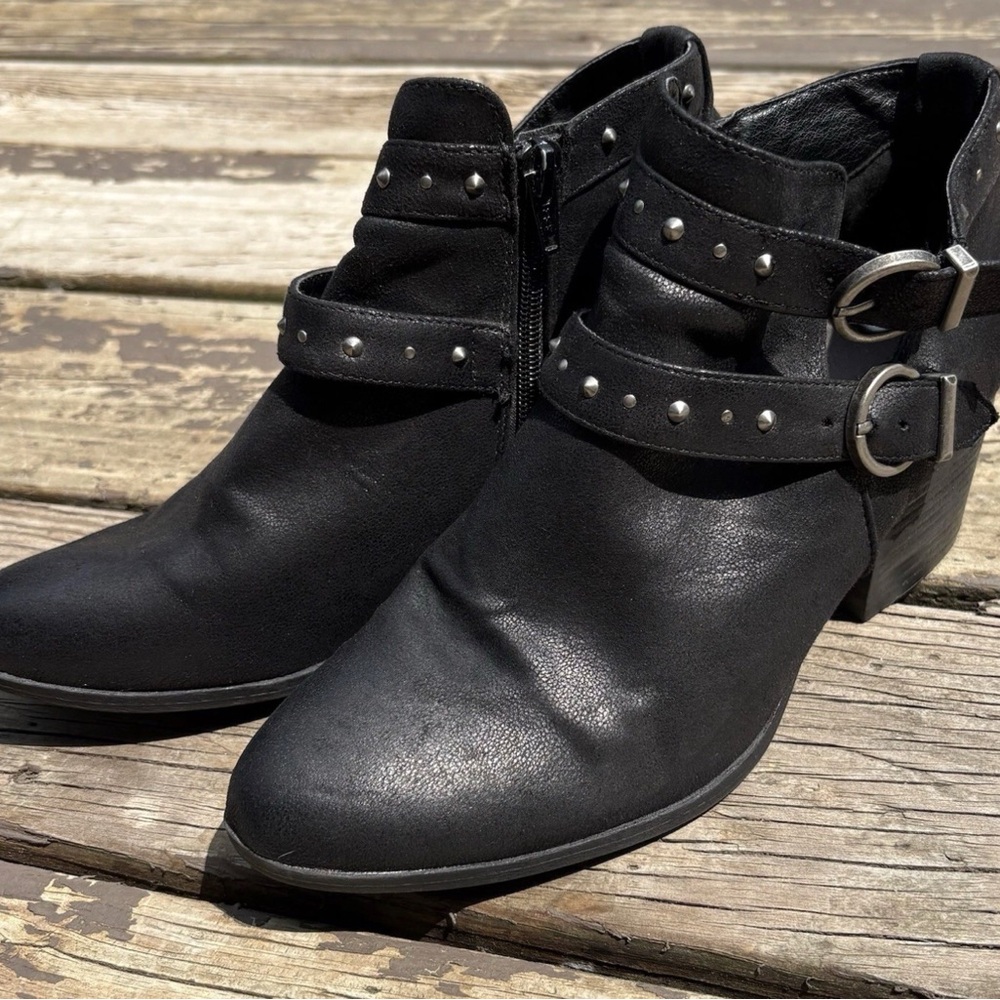 Bare Traps Studded Black Leather Ankle Booties